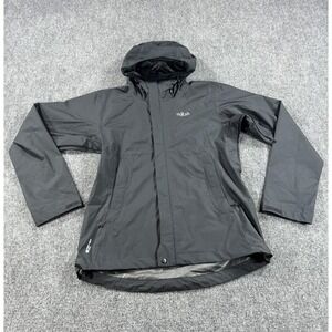 Rab Jacket‎ Womens Medium Black Downpour Eco Pertex Shield Hooded Rain Coat